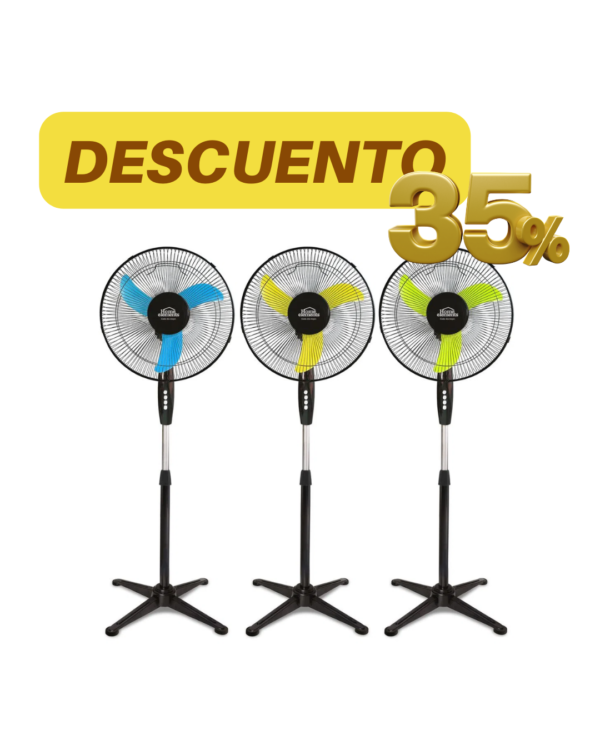 Ventilador De Pedestal Home Elements Negro 16 Pulgadas & 3 Velocidades